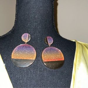 Sunset - Inspired Orange, Gold, and Purple Earrings - Solar Eclipse Design